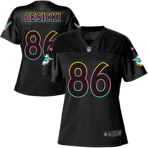 Nike Dolphins #86 Mike Gesicki Black Women's NFL Fashion Game Jersey